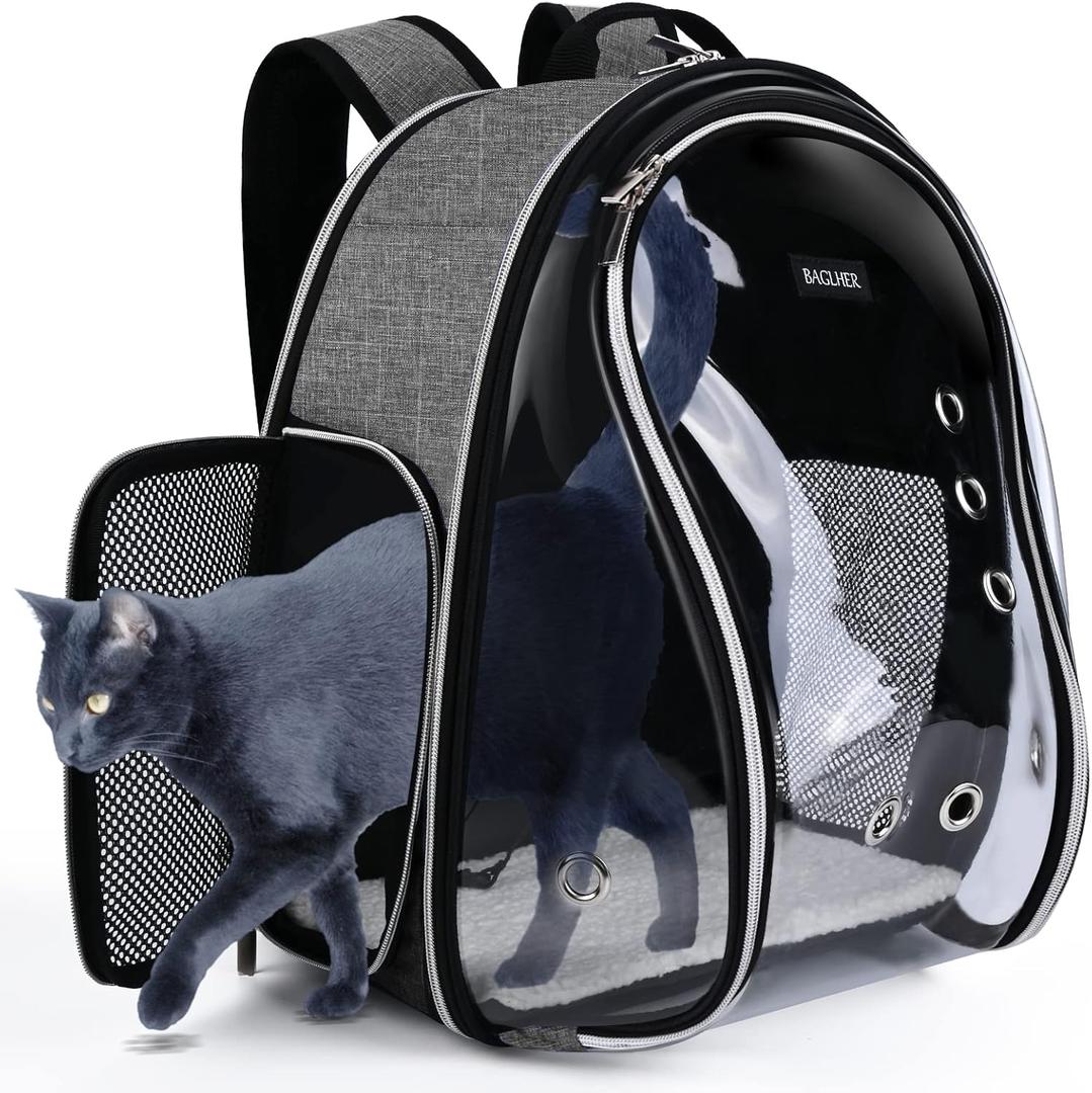 BAGLHER Cat Carrier Backpack Bubble - Fit Up to 18 Lbs - Airline-Approved Dog Backpack Carrier for Small Pets Puppies Dogs Bunny, Space Capsule Dog Carrier Backpack for Travel Outdoor Hiking, Grey
