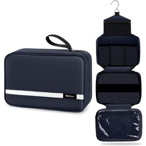 Maliton Toiletry Bag for Men & Women Travel Toiletry Bag Hanging Toiletry Bag Hygiene Organizer with 4 Compartments Waterproof Bathroom Shower Bag Large Toiletries Travel Bag(Black (Navy Blue)