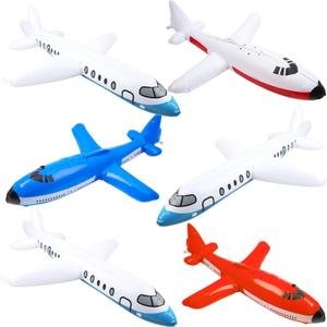 6 Pieces 40 Inch 25 Inch Large Inflatable Airplanes Blow Up Airplane Aircraft Inflates Plane Inflated Toys for Birthday Pretend Play Party Decoration Supplies, 2 Styles