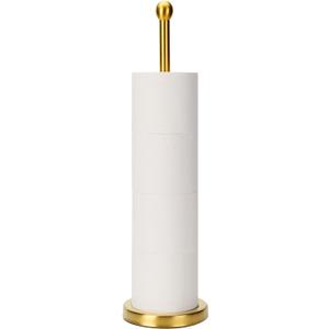 Songtec Gold Toilet Paper Holder Stand with Reserve, Floor Standing Tisse Roll Holder for 4 Rolls, Compact Design Bathroom Toilet Paper Storage - Gold