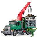 LerBao Large Dinosaur Transport Truck Toys for 3 4 5 6 7 8 Year Old Boys, Truck with Loading Crane,Lights and Sounds Vehicles Toy for Kids Childs Toddlers Christmas Birthday Gift