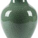 Chinese Ceramic Art Handmade Antique ice Crack Glaze vases Big China Porcelain Flower Bottle Vase for Home Decoration(Green)