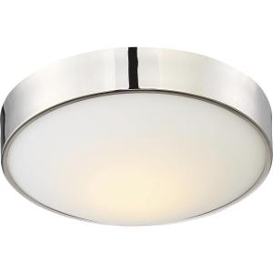 Nuvo 62/774 One Light Flush Mount, 13 inch, Polished Nickel