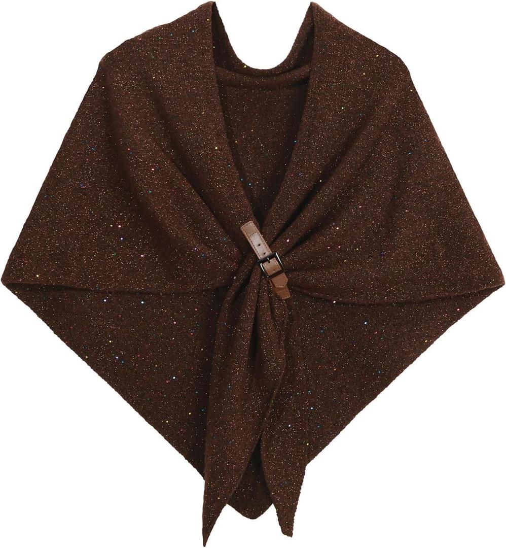 Cucuchy Style Women's Shawl Wraps Winter Open Front Knitted Poncho Sweater Scarf