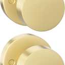 Goldenwarm 2 Pcs Gold Dummy Door Knobs, Heavy Duty Zinc-Alloy Brushed Gold No-Turning Interior Door Knobs, Brushed Brass Indoor Doorknobs for Hallway, Inactive Half Dummy Door Knob (1 Pack)