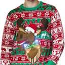 Unisex Men's Ugly Christmas Sweater LED Light Funny Novelty Knit Pullover (Medium)