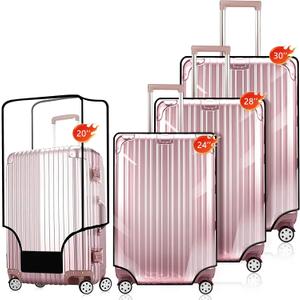 4 Pieces Thicken Clear Luggage Cover Protector,20" 24" 28"30"for Tsa Approved Suitcase Cover Set for Suitcase Waterproof Dustproof Anti-scratch Travel Suitcase Covers Case for Wheeled Luggage