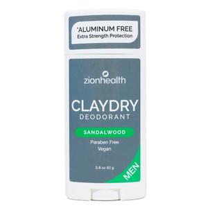 Clay Dry Deodorant Men Sandalwood Zion Health 2.8 oz Stick