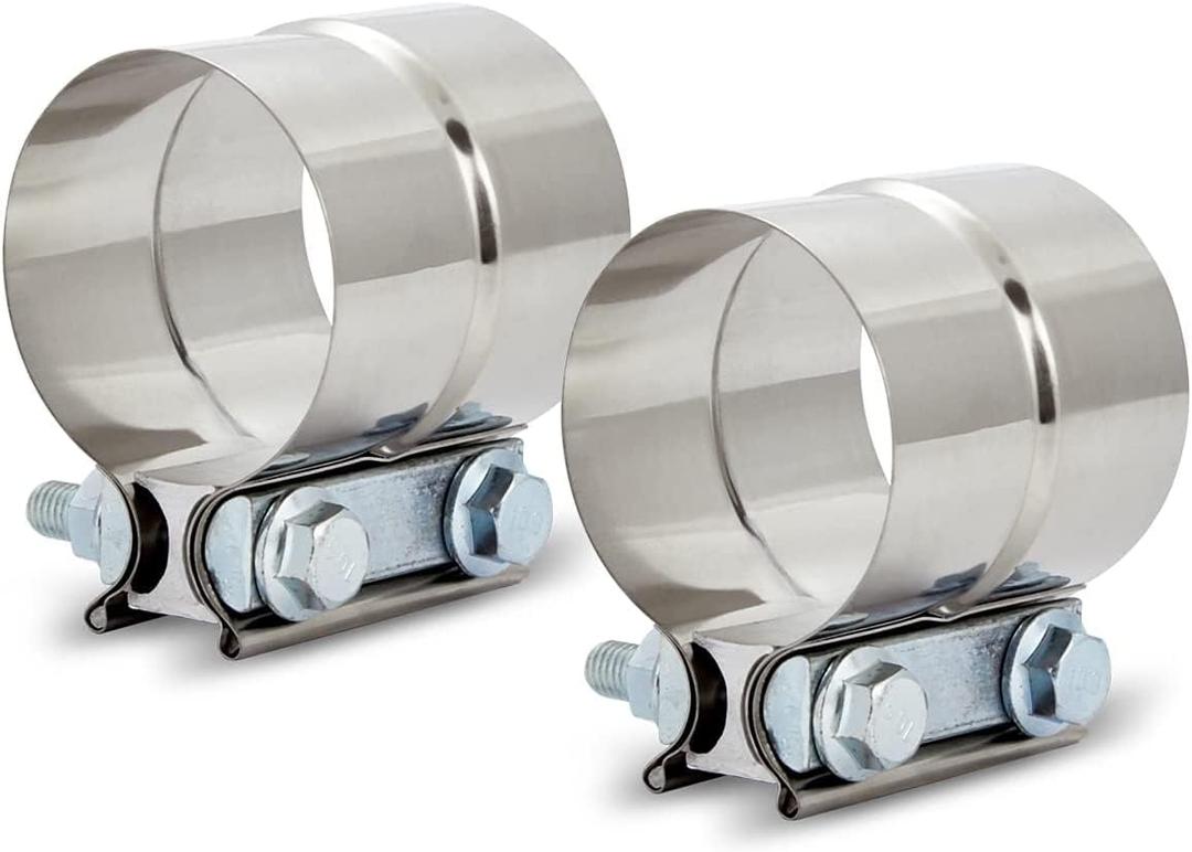 ELSHINE 1.5'' Lap Joint Exhaust Band Clamp, Heavy-duty Exhaust Clamps for Mufflers and Pipes, Stainless Steel Seal Clamp Sleeve for Exhaust Repair, 2PCS