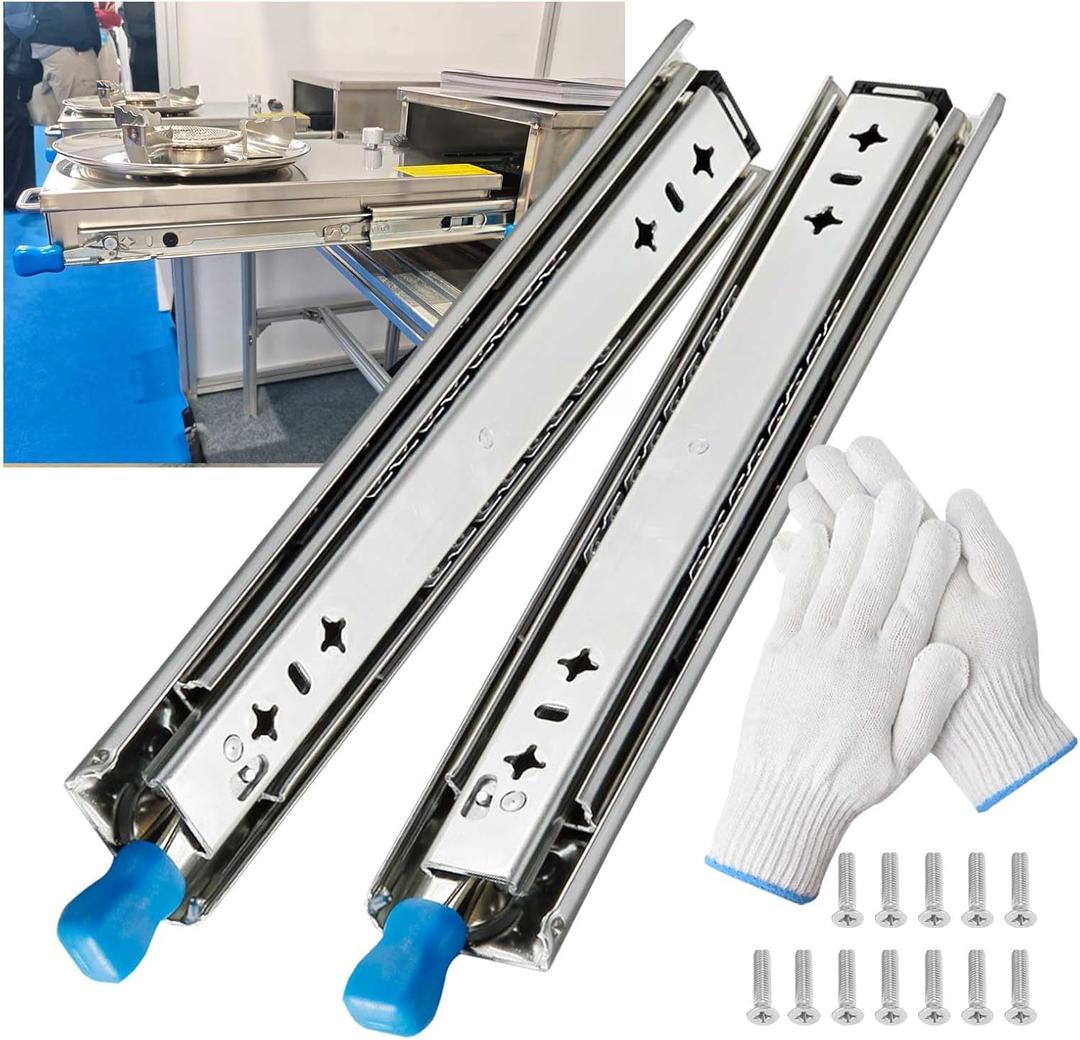 Heavy Duty Drawer Slide with Lock 16 Inch,Full Extension Ball Bearing Runners Locking & Lock-Out, Up to 250lb Load Capacity,1 Pair