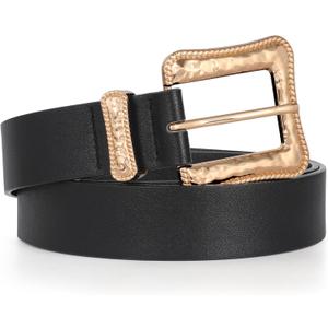 JASGOOD Plus Size Women's Leather Belt for Jeans Pants, Fashion Ladies Waist Belt with Gold Buckle (Fit waist size 43''-47'')