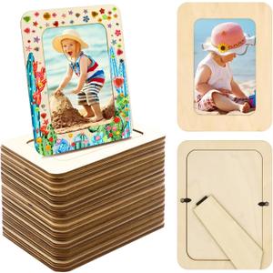 RYKOMO 30 Pack Wooden Picture Frames for Crafts, Wooden Frames for 4 x 6 Photos, Unfinished Wood Frame for Valentine's Day New Year Gift Party Decorate DIY Art Projects, Father's Day, Mother's Day Gift