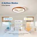 19.7" Modern Ceiling Fans with Lights and Remote, Dimmable Low Profile Ceiling Fan, Farmhouse Smart Bladeless Fandelier Flush Mount Ceiling Fan for Bedroom Dining Room