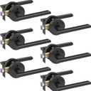 Asidrama 6 Pack Matte Black Privacy Door Lever, German Craftsmanship Door Handles Indoor for Bedroom or Bathroom, Heavy Duty Black Door Handles Interior with Locks for Left Right Sided Doors