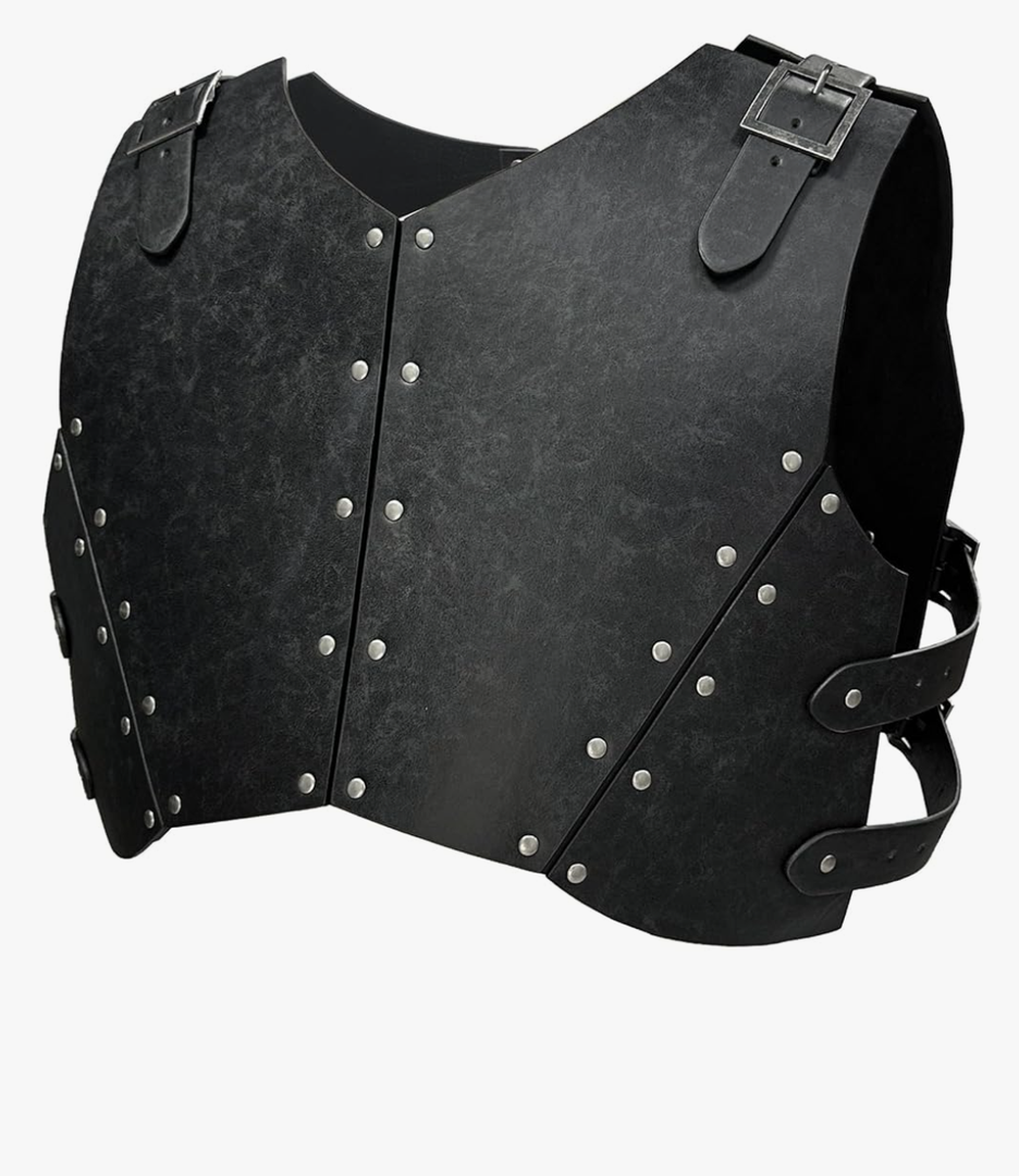 HiiFeuer Medieval Faux Leather Chest Armor, Retro Mercenary Knight Archer Body Armor, Adjustable Vest Armour for Ren Faire
