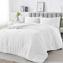 HYLEORY King Size Seersucker Comforter Set - 7 Pieces Reversible Comforters Bedding Sets, All Season Bed in a Bag with Comforter, Sheets, Pillowcases & Shams White