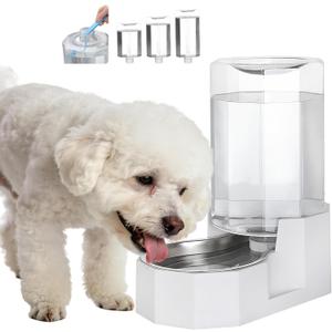 Sfozstra Dog Water Bowl Dispenser: 6L Large White Gravity Stainless Steel Bowl - Without Filter - Pet Feeder for Pets Indoor/Outdoor Use by Owners