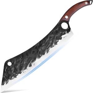 XYJ Full Tang 12 Inch Long Knife Finger Hole Design Stainless Steel Extra Long Blade Ergonomic Wood Handle Japanese Chef Vegetable Knife For Cutting Cake Watermelon Brisket