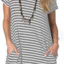 Alaster Women’s Casual Summer T Shirt Dress Loose Short Sleeve Tunic Dress with Pocket for Women (Gray, S)