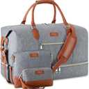 Weekender Bag for Women, Travel Duffel Bag Carry On Overnight Bag with Shoe Compartment Large Nylon Travel Weekend Tote Bag (1-Grey)