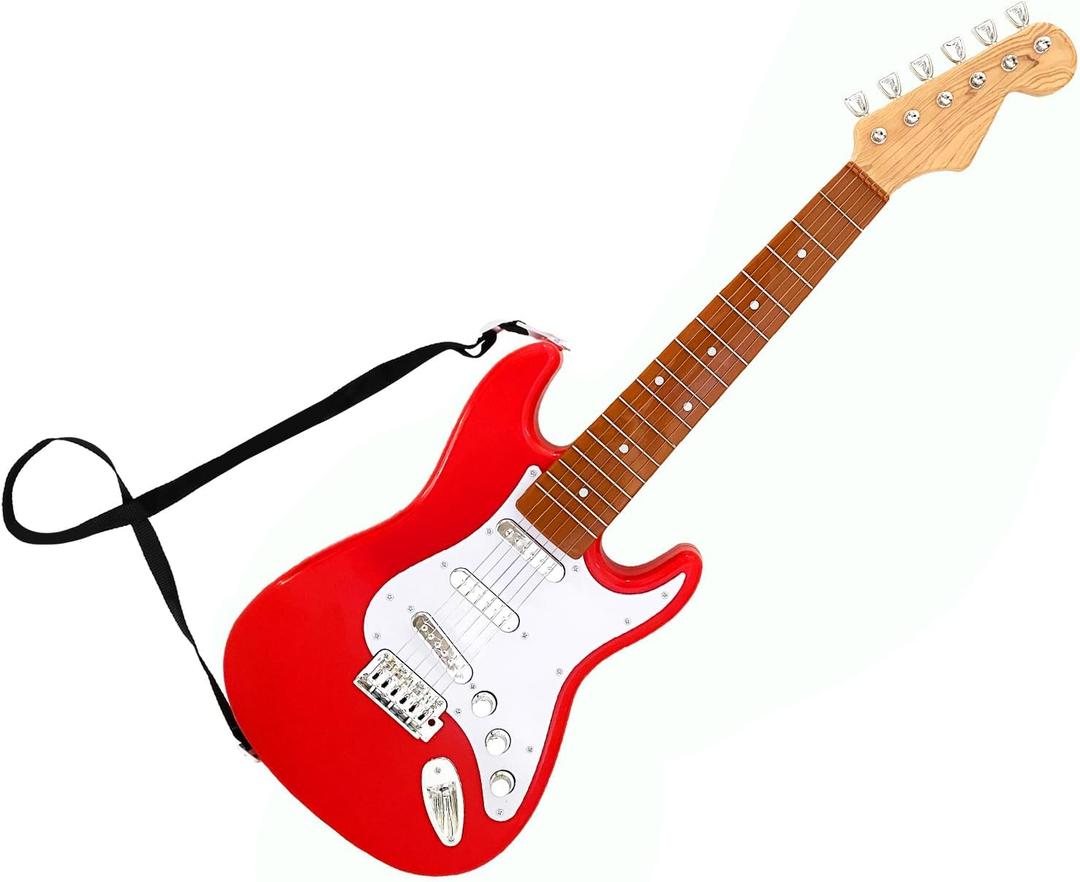 26 Inch Guitar Toy for Kids,Portable Guitar Toy Musical Instrument Toy, Educational Learning Musical Instrument Toy for Ages 3-12 Children Birthday Present for Beginner Children Boys Girls (Red)