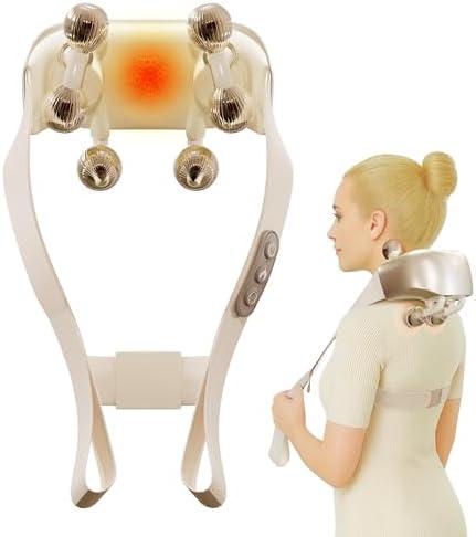 KOENN Neck Massager for Pain Relief Deep Tissue, Cordless Shiatsu Back Massager with Heat, Electric 6D Kneading Shoulder Massage Pillow for Foot Legs Muscle Body, Gifts for Mom Dad Friends Him Her