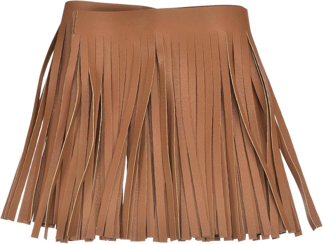 uxcell 1 Yard 12 Inch PU Faux Leather Fringe Trim Double Side Leather Sewing Tassel Fringe for DIY Sewing Dress Crafts Skirt Decoration, Brown