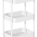 3-Tier Rolling Utility Cart Metal Cart with Lockable Wheels for Office, Living Room, Kitchen, White