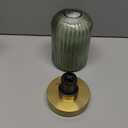 Cordless Table Lamp for Bedroom, 7500mAh Rechargeable Battery Operated Lamp, Modern Touch Dimmable Wireless Lamp Gold Base Green Glass Shade for Living Room, Desk, Led Bulb Included