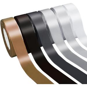 150 Yards Black Satin Ribbon 1-1/2 Inch 6 Rolls Assortment Ribbons for Crafts Gift Wrapping Flower Bouquet Wedding Invitations Birthday Party Festival Decoration Hair Bows (Black and White)