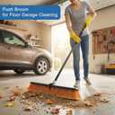 PBHEPJ 24 Inchs Push Broom Outdoor Heavy Duty, Shop Broom with 60" Long Handle for Cleaning Outdoor or Indoor Tile, Garage, Shop, Deck, Concrete, Wood, Stone, Patio Floor