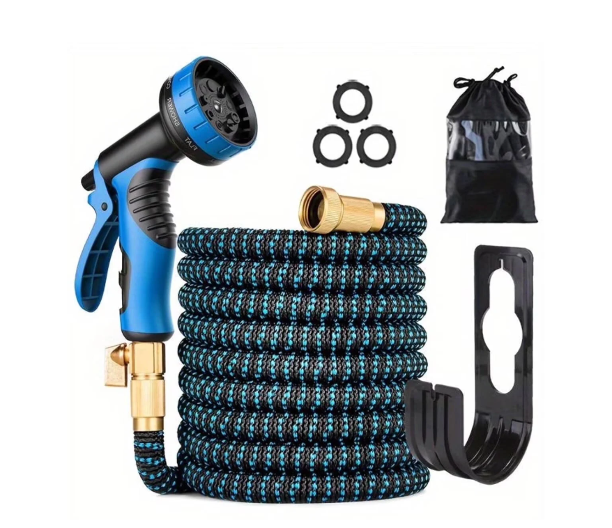 50FT Expandable Water Hose – Flexible Lightweight No-Kink Garden Hose for Outdoor Watering, Car Wash, Lawn & Yard with Leakproof Brass Fittings, Durable Expanding Water Hoses
