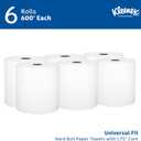 Kleenex Universal Hard Roll Paper Towels, Bulk (50606), Hardwound 1.75" Core, Premium Absorbency Pockets, White, (600'/Roll, 6 Rolls/Case, 3,600'/Case)