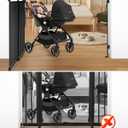 34-53" No Bottom Bar Baby Gates Dog Gate for Stairs, 39" Extra Tall Child Safety Gate with Auto Close Design, Large Walk Thru Door, Extra Wide Hardware Mount Pet Gate for Doorways Deck Indoor Outdoor