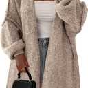 PRETTYGARDEN Long Cardigan Sweaters for Women Trendy Fall 2026 Oversized Knit Sweater Jacket Coats Winter Fashion Clothing (X-Large, Camel)