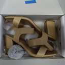 DREAM PAIRS Women's High Chunky Heels Square Toe Block Ankle Strap Dress Comfort Sandals (Size 10, Nude)