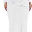 Mojessy Women Bodycon Maxi Dress Sexy Mock Neck Ruched Long Sleeve Long Dress Cocktail Party Dresses (Medium, White)