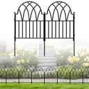 LATIHUUM 19 Pack Decorative Garden Fence Panels - 20.07 Ft Black Arched Metal Landscape Border Edging with Floral Design,No-Dig Rustproof Wire Fencing for Flower Beds, Patios, Dog, Yard, Outdoor