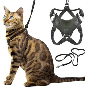 Houdini Escape Proof Cat Harness and Leash Set by OutdoorBengal – Black, Medium Cat Harness for Walking