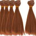 DICOSMETIC 5Pcs Doll Wig Hair 15.5cm High Temperature Fiber Straight Short Doll Hair Wefts Dolls Making Kits Dolls Hairs Extensions Saddle Brown Faux Hairs Replacement for Crafts