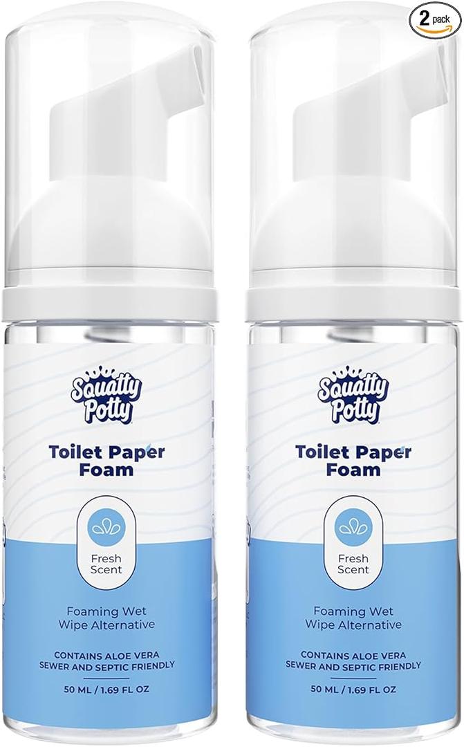 Squatty Potty Toilet Tissue Paper Foam Instant Wet Wipe Alternative - 2 Pack, 50 ml, 1.69 Fl Oz