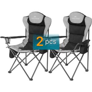 ABSCONDO Camping Chairs for Adults, Oversized Folding Camp Chair for Outdoor with Cup Holder & Cooler Bag, XL Heavy Duty Lawn Chairs Supports up to 350lbs (2 Pcs) (Black)