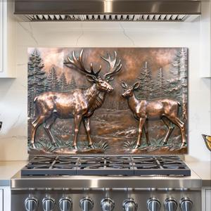 fzxwyishu Tempered Glass Backsplash for Kitchen,Stove Splashback Protector Rooster Design | Heat-Resistant Splash Board, Kitchen Wall Decoration (Art Deco 2, 30"x20"(76.2x50.8cm))