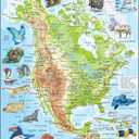 Larsen Puzzles North American Map with Animals 66 Piece Children's Educational Jigsaw Puzzle