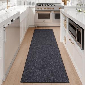 Seavish Boho Runner Rug, 2x6 Gray Rug Runners for Hallways, Low Pile Farmhouse Kitchen Runner Rugs Non Skid Washable Bathroom Runner Rug, Cotton Woven Neutral Rugs for Entryway Bedroom Laundry Grey