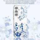 S24 Case Flower Clear,Stylish & Durability Floral Pattern Cover,TPU Bumper Shockproof+PC Back Protective,Cute,Slim & Lightweight for Samsung Galaxy S24 Case (Blue)