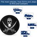 Jolly Roger Pirate Skull Spare Tire Cover with Camera Hole Wheel Tire Cover Fit for RV Trailer SUV Jeep Truck 17 Inch