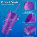 Amyhill 24 Pcs Reusable Cups with Lids and Straws 24 oz Glitter Iced Coffee Tumbler Plastic Travel Mug Cup for Smoothie Juices Birthday Sleepover Party Supplies for Girls(Purple)