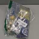 PlasticPro 20 Count Gold and Navy Plastic Dinner Forks Premium Quality Heavy Duty Disposable Elegant Silverware Two Tone Forks for Party