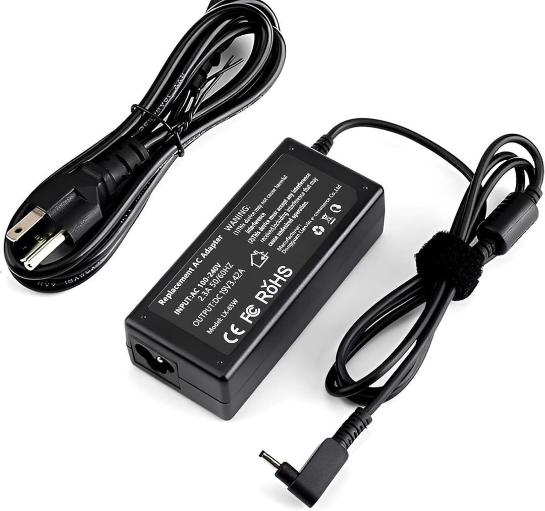 65W Laptop Charger Compatible with Acer Chromebook 11 R11 13 14 15 CB3 CB5 CB3-532 CB3-111 CB3-131 CB3-431 CB5-571 CB5-132T C720 C720P N15Q9 N15Q8 N16P1 A11-065N1A AC Adapter Power Cord